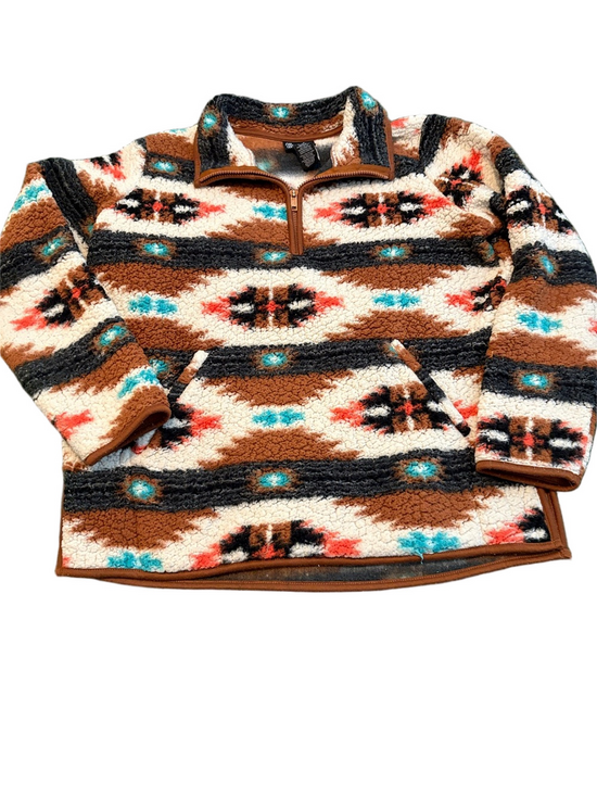 Wrangler Sweaters - Wrangler Retro Sherpa Pullover Southwestern 1/4 Zip Aztec Kangaroo Pocket M